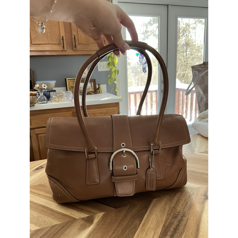 Y2K‎ vintage Hampton soho flap leather satchel shoulder bag - Picture 7 of 11
